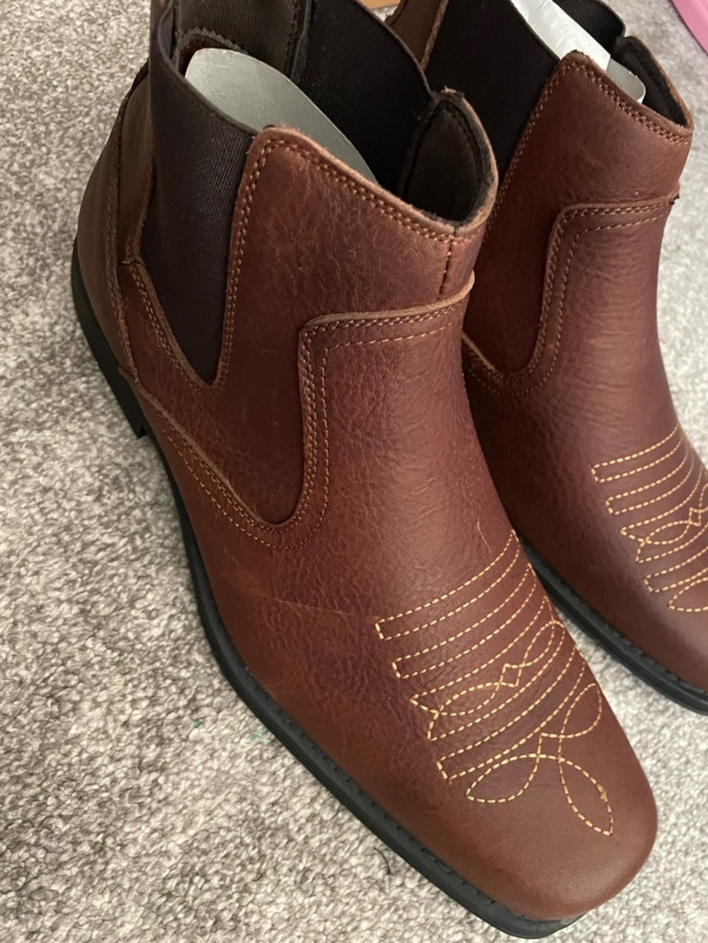 Arcbrothers Brown Leather Square Toe Chelsea Boots Mens - Picture 11 of 17